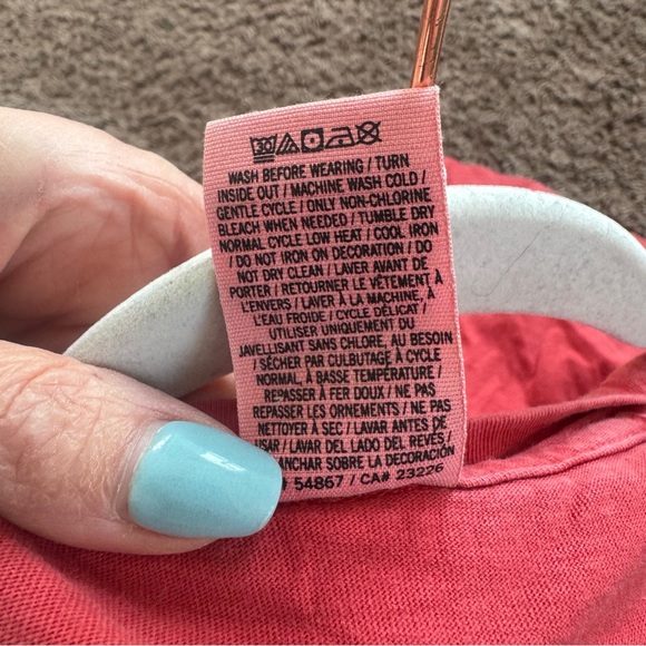 PINK Victoria's Secret T-Shirt Red Tee Pocket Tee Logo Cotton Oversized XS - Picture 5 of 7